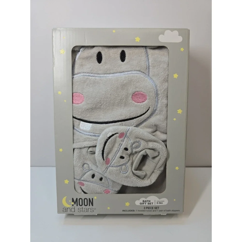 Moon and Stars 3 Piece Hippopotamus Baby Bath Set (BRAND NEW)